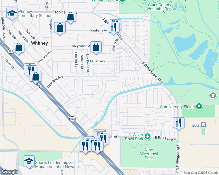 map of restaurants, bars, coffee shops, grocery stores, and more near 6509 Hamel Avenue in Las Vegas