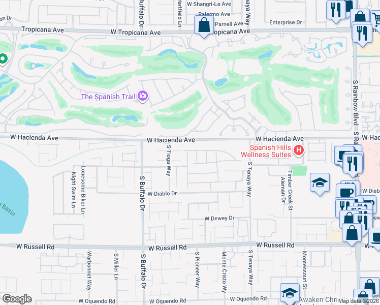map of restaurants, bars, coffee shops, grocery stores, and more near 5322 White Butterfly Street in Las Vegas