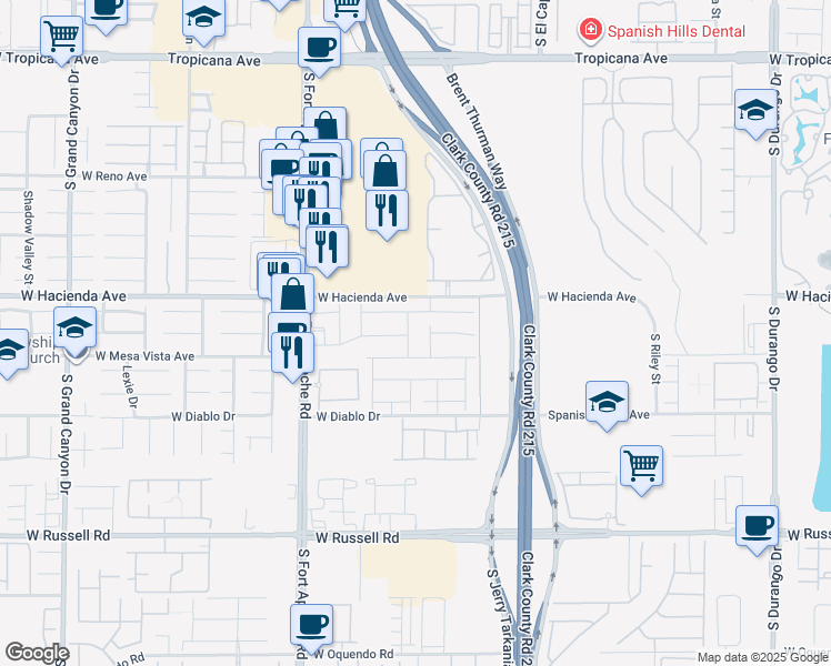 map of restaurants, bars, coffee shops, grocery stores, and more near 5358 Wilcox Street in Las Vegas