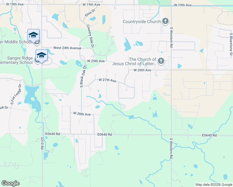 map of restaurants, bars, coffee shops, grocery stores, and more near 2720 South Quail Ridge Street in Stillwater