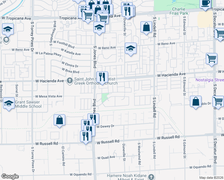 map of restaurants, bars, coffee shops, grocery stores, and more near 5371 Hanging Tree Lane in Las Vegas