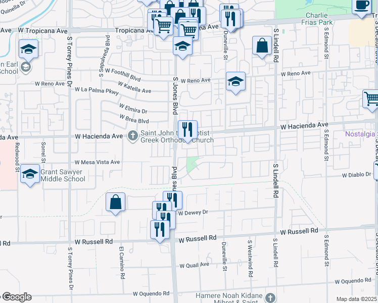 map of restaurants, bars, coffee shops, grocery stores, and more near 6035 Ghost Town Trail in Las Vegas