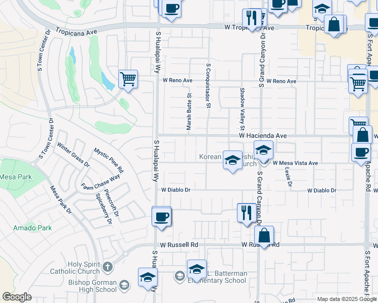 map of restaurants, bars, coffee shops, grocery stores, and more near 5360 Deep Shadow Court in Las Vegas