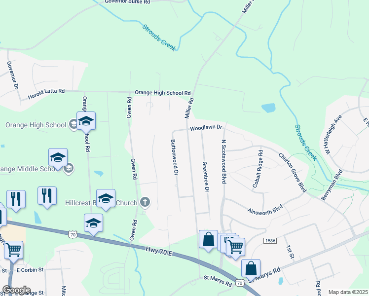 map of restaurants, bars, coffee shops, grocery stores, and more near 700 Miller Road in Hillsborough