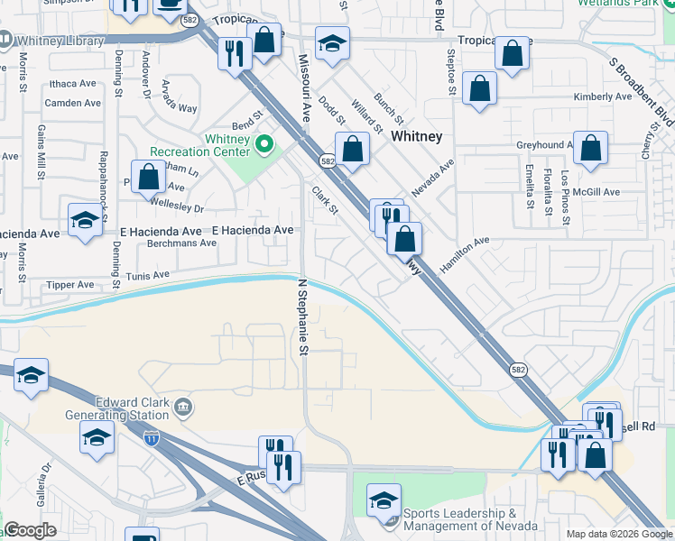map of restaurants, bars, coffee shops, grocery stores, and more near 5795 Medallion Drive in Las Vegas