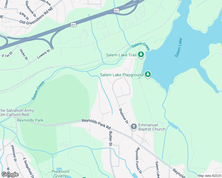 map of restaurants, bars, coffee shops, grocery stores, and more near 968 Shalimar Drive in Winston-Salem