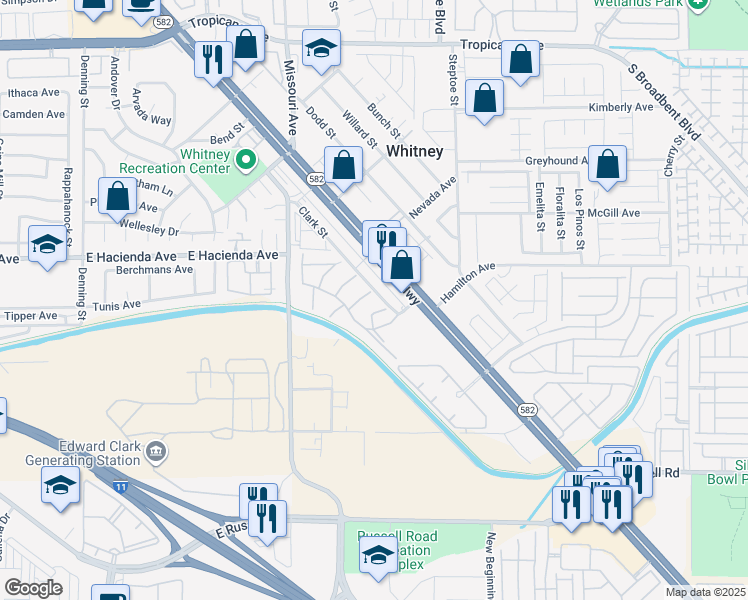 map of restaurants, bars, coffee shops, grocery stores, and more near 5330 Rod Court in Las Vegas