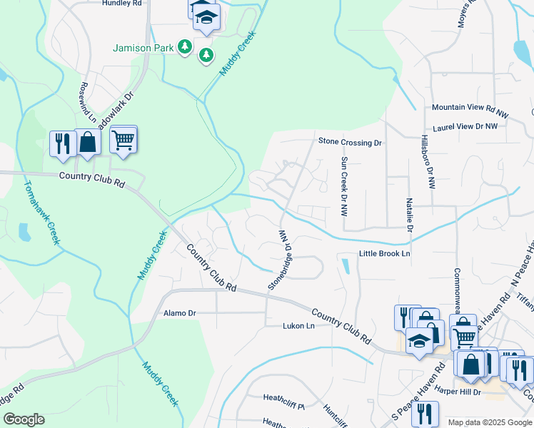 map of restaurants, bars, coffee shops, grocery stores, and more near 622 Balfour Road in Winston-Salem