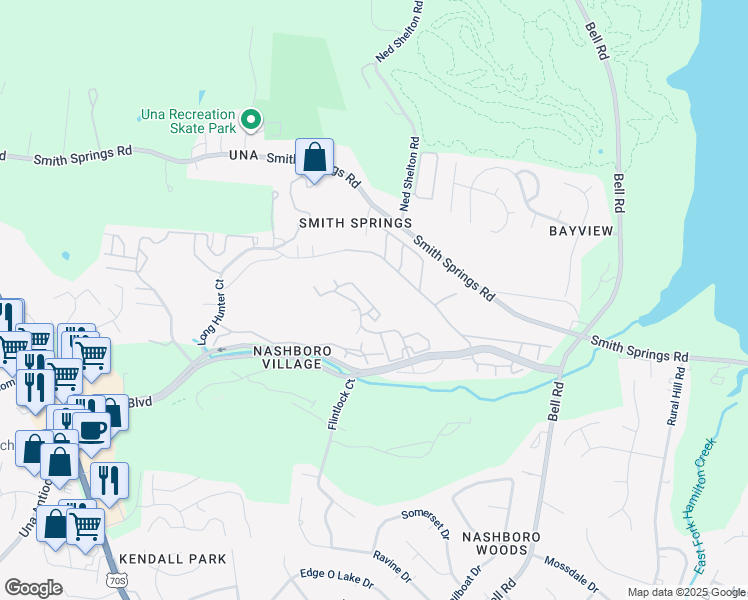 map of restaurants, bars, coffee shops, grocery stores, and more near 288 Village Green Drive in Nashville