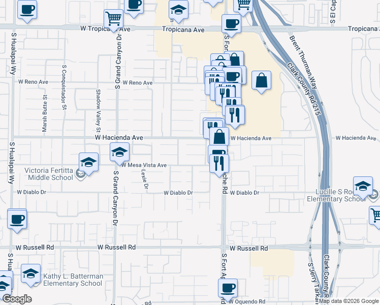 map of restaurants, bars, coffee shops, grocery stores, and more near 9534 Scottville Court in Las Vegas