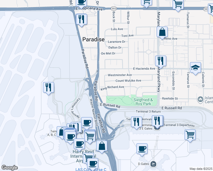 map of restaurants, bars, coffee shops, grocery stores, and more near 852 King Richard Avenue in Las Vegas