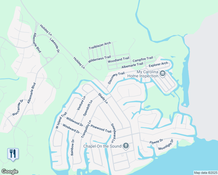 map of restaurants, bars, coffee shops, grocery stores, and more near 104 Discovery Trail in Hertford