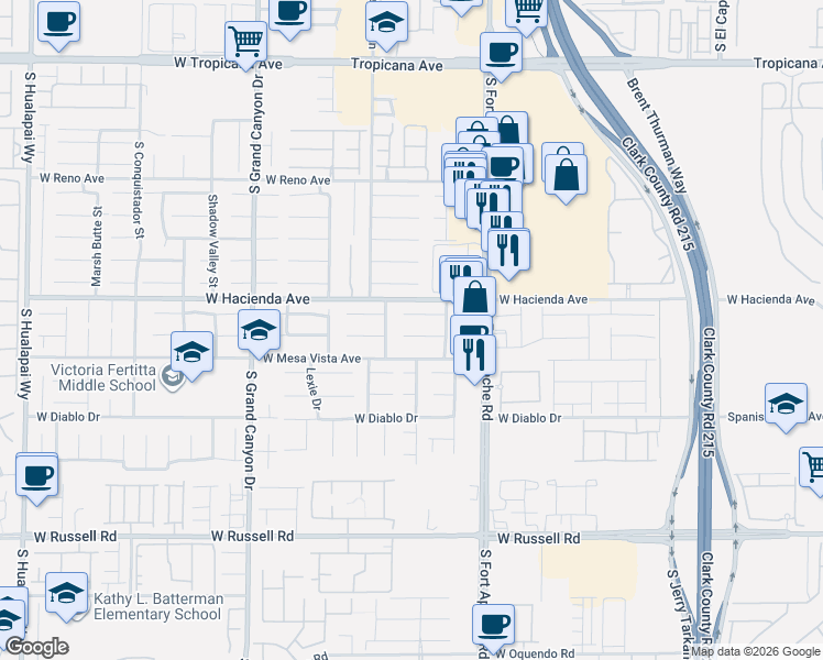 map of restaurants, bars, coffee shops, grocery stores, and more near 9534 Scottville Court in Las Vegas