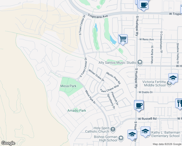 map of restaurants, bars, coffee shops, grocery stores, and more near 10537 Winter Grass Drive in Las Vegas
