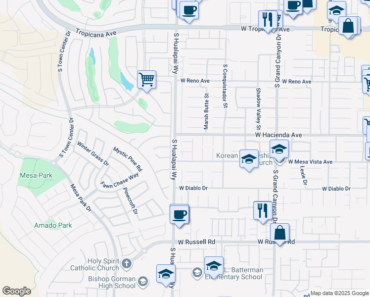 map of restaurants, bars, coffee shops, grocery stores, and more near 10130 Sequoia Canyon Place in Las Vegas
