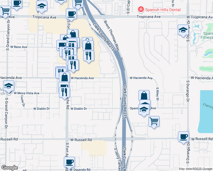 map of restaurants, bars, coffee shops, grocery stores, and more near 9188 Verdugo Ridge Court in Las Vegas