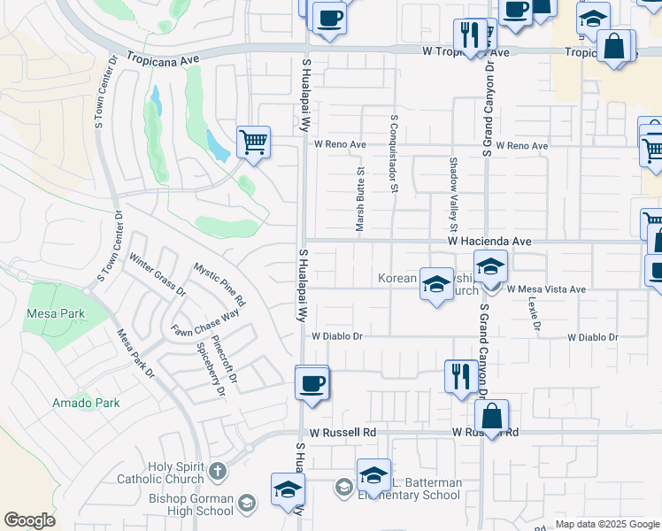 map of restaurants, bars, coffee shops, grocery stores, and more near 10130 Sequoia Canyon Place in Las Vegas