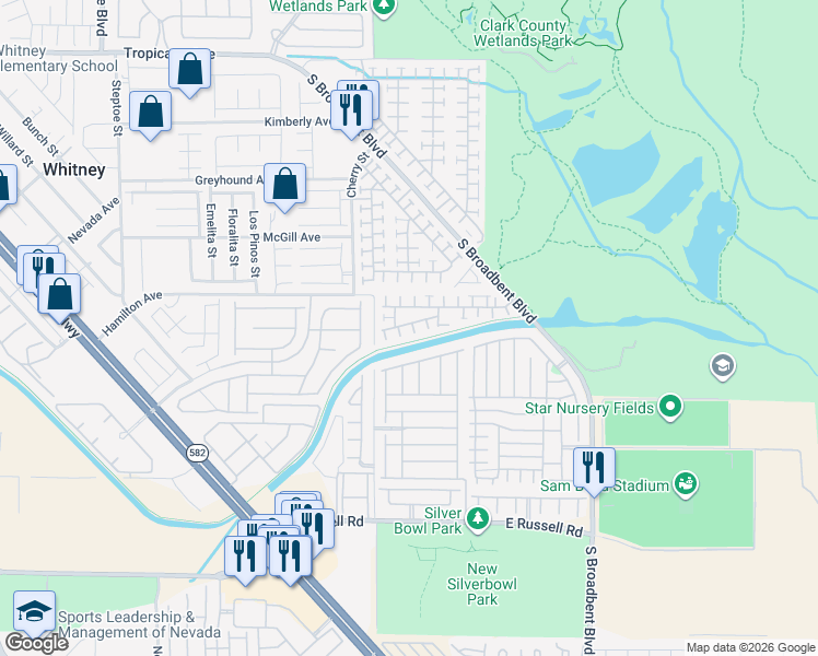 map of restaurants, bars, coffee shops, grocery stores, and more near 6677 Brick House Avenue in Las Vegas