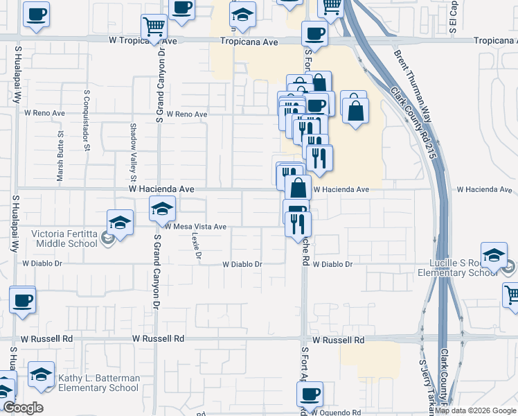 map of restaurants, bars, coffee shops, grocery stores, and more near 9528 Scottville Court in Las Vegas
