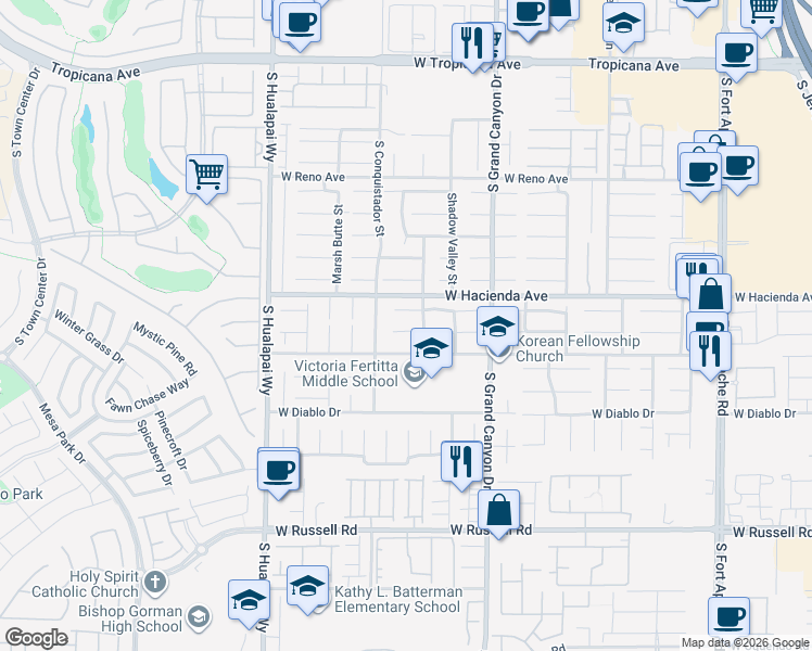 map of restaurants, bars, coffee shops, grocery stores, and more near 9932 Shadow Grove Avenue in Las Vegas
