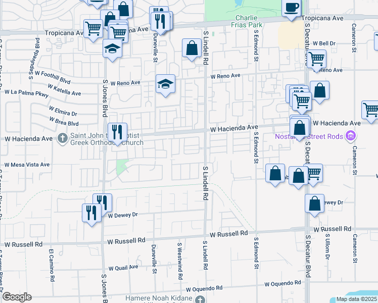 map of restaurants, bars, coffee shops, grocery stores, and more near 5594 Stomping Boots Avenue in Las Vegas