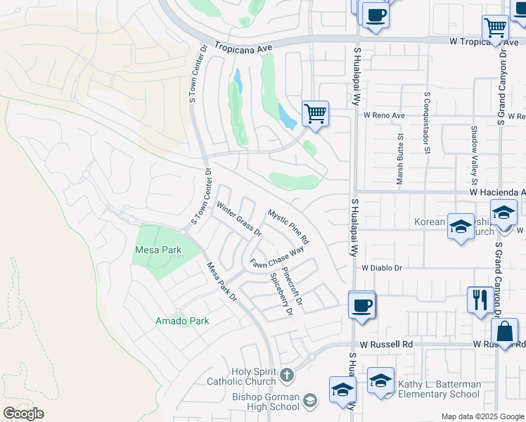 map of restaurants, bars, coffee shops, grocery stores, and more near 5358 Hollymead Drive in Las Vegas