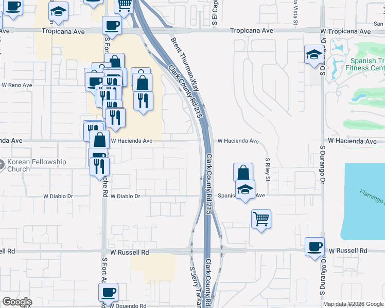 map of restaurants, bars, coffee shops, grocery stores, and more near 9164 Verdugo Ridge Court in Las Vegas