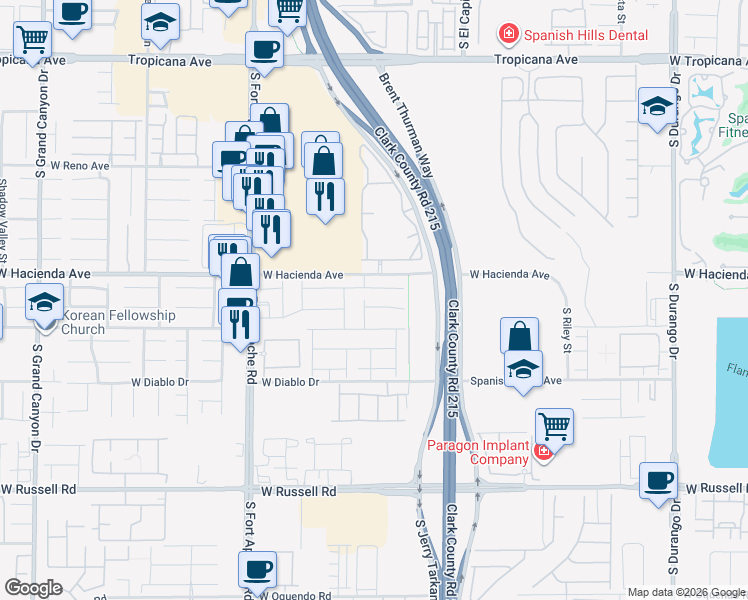 map of restaurants, bars, coffee shops, grocery stores, and more near 9188 Verdugo Ridge Court in Las Vegas