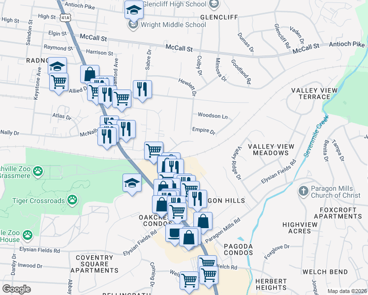 map of restaurants, bars, coffee shops, grocery stores, and more near 310 Yelton Court in Nashville