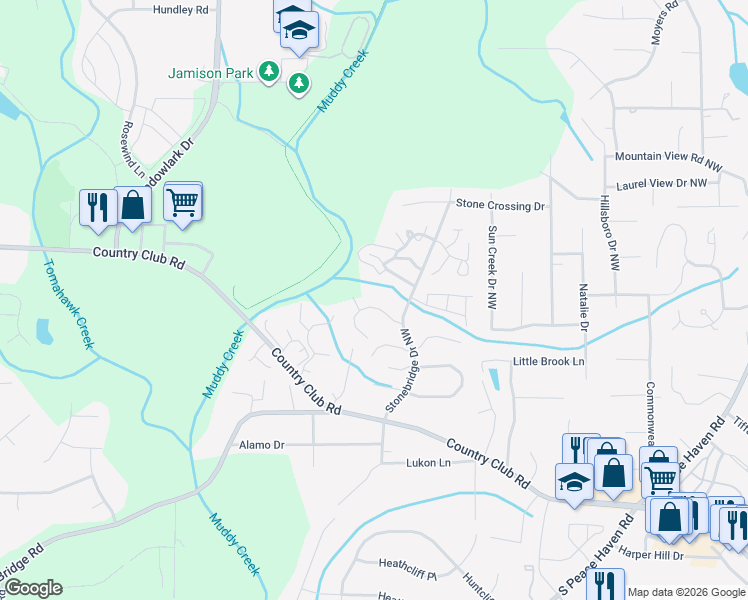 map of restaurants, bars, coffee shops, grocery stores, and more near 644 Balfour Road in Winston-Salem
