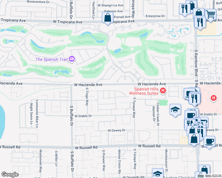 map of restaurants, bars, coffee shops, grocery stores, and more near 7504 Red Plumeria Avenue in Las Vegas