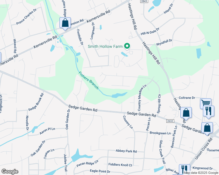 map of restaurants, bars, coffee shops, grocery stores, and more near 1380 Applecross Court in Kernersville