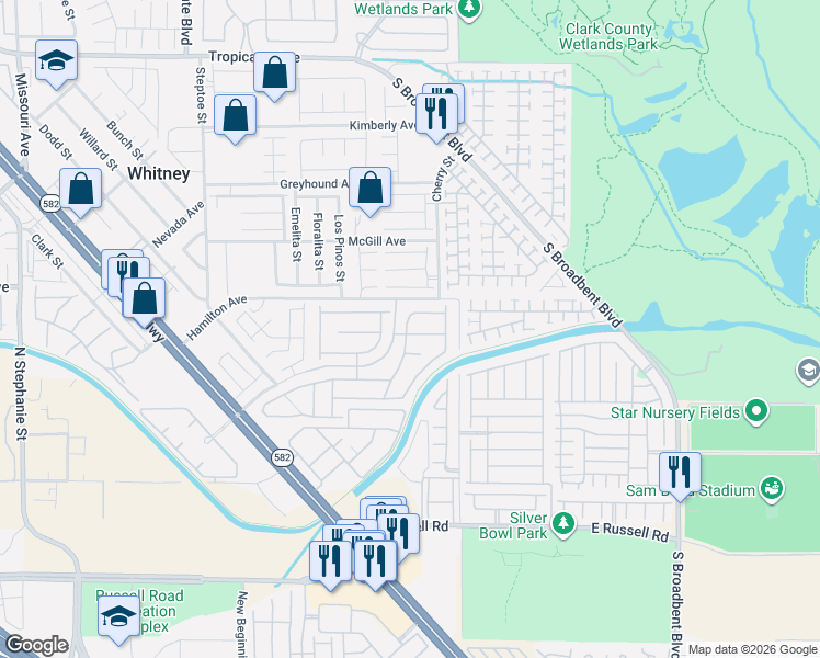 map of restaurants, bars, coffee shops, grocery stores, and more near 6509 Hamel Avenue in Las Vegas