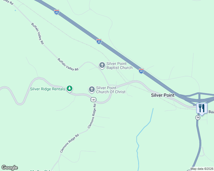 map of restaurants, bars, coffee shops, grocery stores, and more near 13856 Buffalo Valley Road in Silver Point