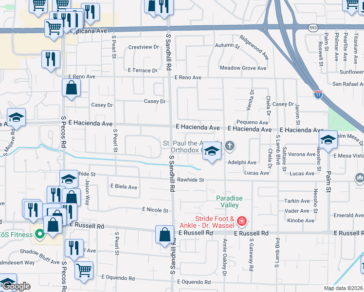 map of restaurants, bars, coffee shops, grocery stores, and more near 3839 Boca Chica Avenue in Las Vegas
