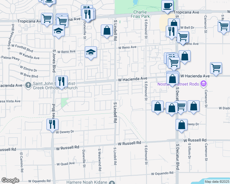 map of restaurants, bars, coffee shops, grocery stores, and more near 5380 Buffalo Hide Street in Las Vegas