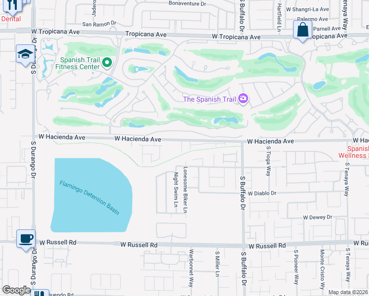 map of restaurants, bars, coffee shops, grocery stores, and more near 5346 Rapunzel Court in Las Vegas