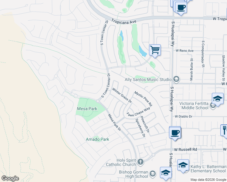map of restaurants, bars, coffee shops, grocery stores, and more near 10537 Winter Grass Drive in Las Vegas