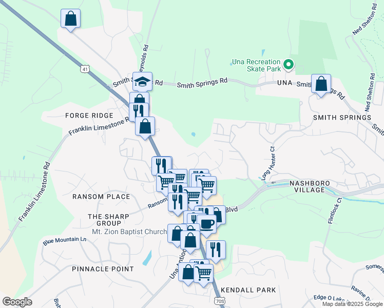 map of restaurants, bars, coffee shops, grocery stores, and more near 1900 Borowood Drive in Nashville
