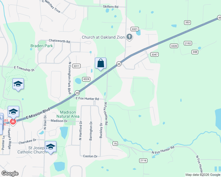 map of restaurants, bars, coffee shops, grocery stores, and more near 2276 Washington County Road 349 in Fayetteville