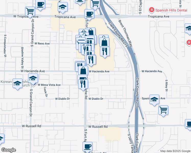 map of restaurants, bars, coffee shops, grocery stores, and more near 5344 Bocopa Street in Las Vegas