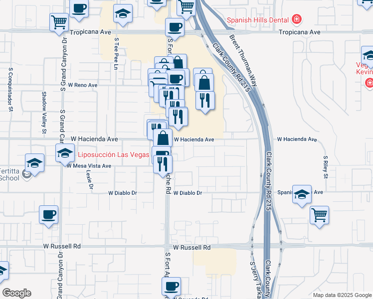 map of restaurants, bars, coffee shops, grocery stores, and more near 5344 Bocopa Street in Las Vegas