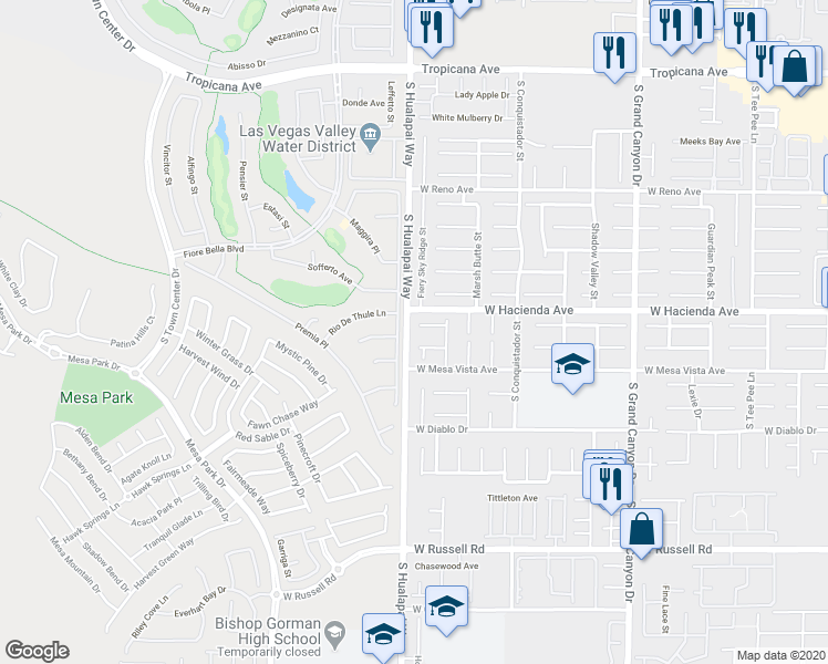 map of restaurants, bars, coffee shops, grocery stores, and more near 10197 Stone Oak Court in Las Vegas