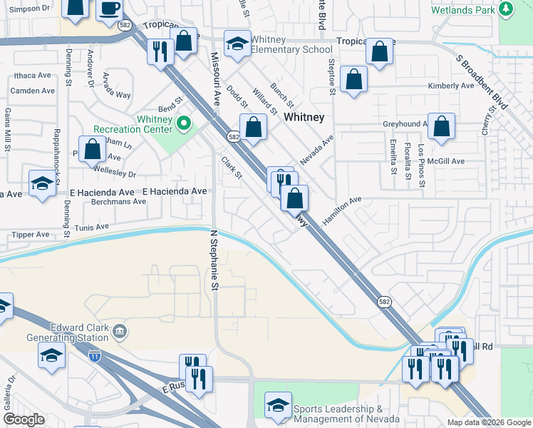 map of restaurants, bars, coffee shops, grocery stores, and more near 5335 Rod Court in Las Vegas