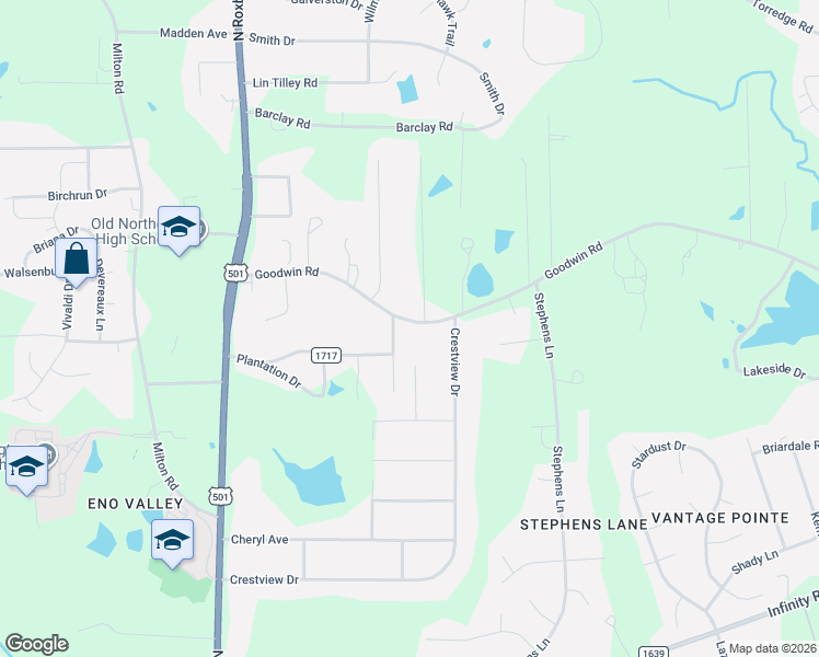 map of restaurants, bars, coffee shops, grocery stores, and more near 5438 Reese Road in Durham