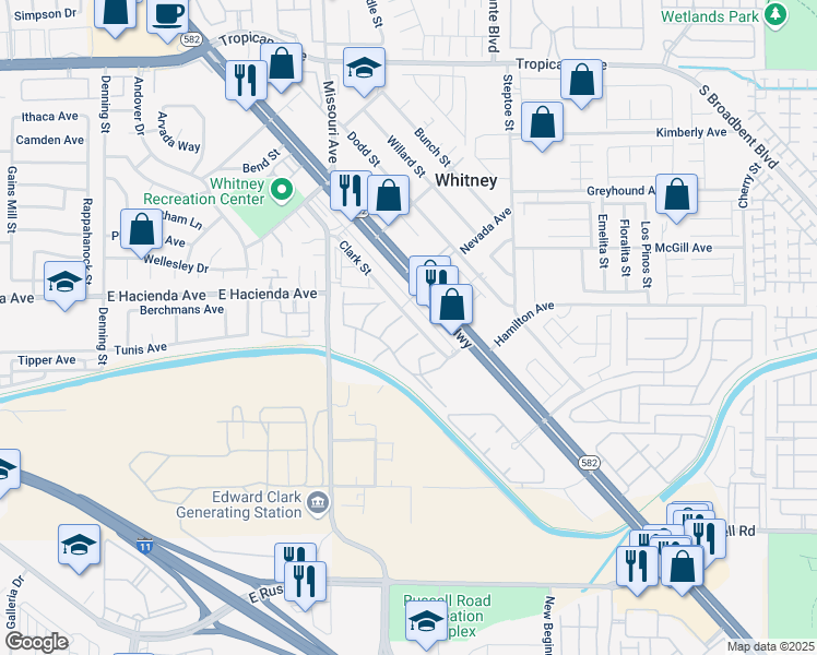 map of restaurants, bars, coffee shops, grocery stores, and more near 5335 Rod Court in Las Vegas