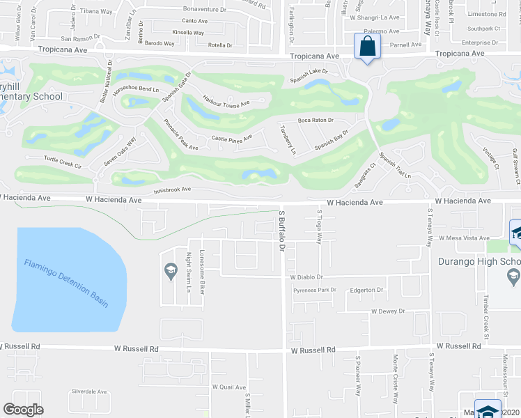 map of restaurants, bars, coffee shops, grocery stores, and more near 5335 South Champion Run Street in Las Vegas