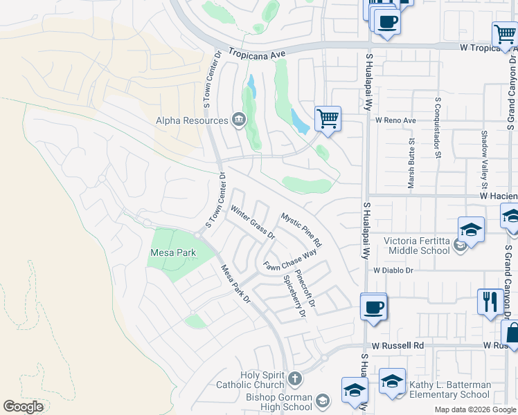 map of restaurants, bars, coffee shops, grocery stores, and more near 5358 Hollymead Drive in Las Vegas