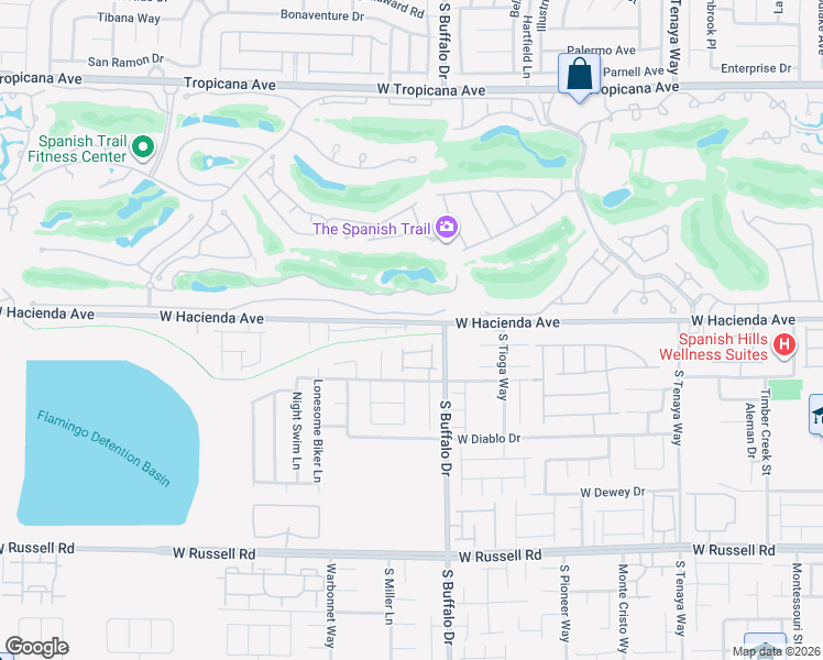 map of restaurants, bars, coffee shops, grocery stores, and more near 5335 South Champion Run Street in Las Vegas