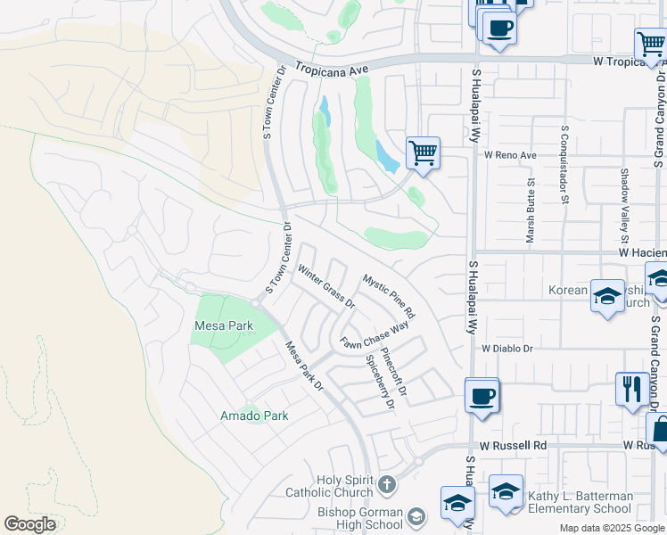 map of restaurants, bars, coffee shops, grocery stores, and more near 5320 Fairbranch Lane in Las Vegas